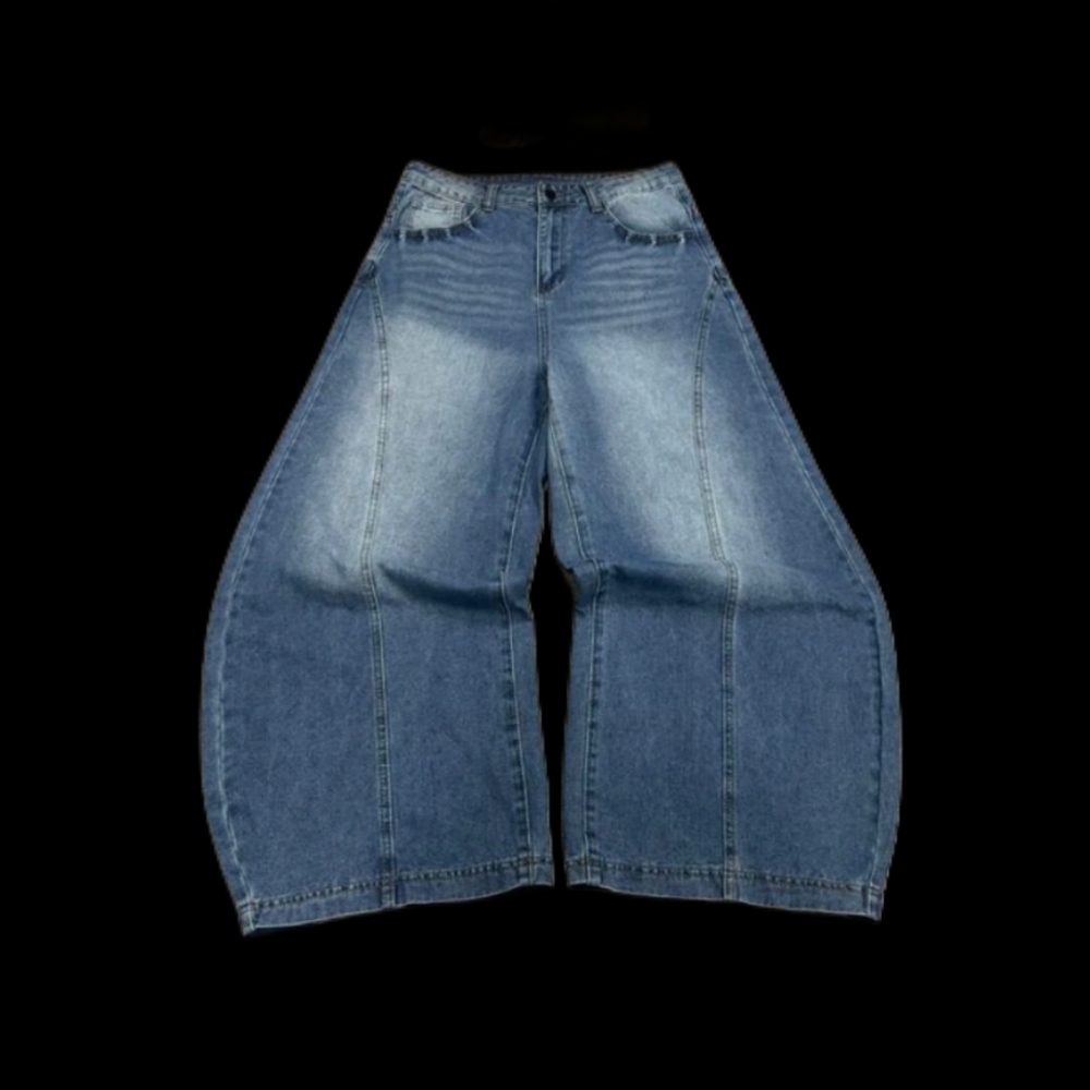 Wide-Leg Blue Jeans